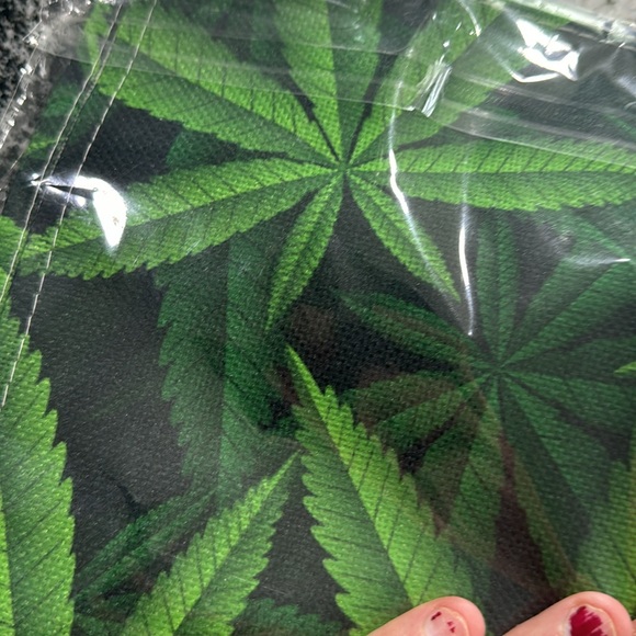 Marijuana Leaf Green Table Runner, Weed leaf mantel scarf  420 Party Decor 13x72 - Picture 3 of 5